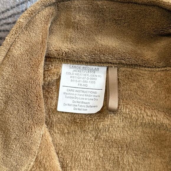 US Military Gen III Cold Weather Fleece Jacket Coyote Brown Large Regular - Picture 3 of 9